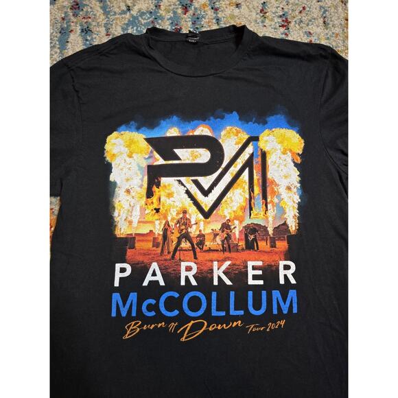 Parker McCollum Burn It Down Tour Dates 2 Side 2024 Men's T-Shirt Size Medium - Picture 1 of 7
